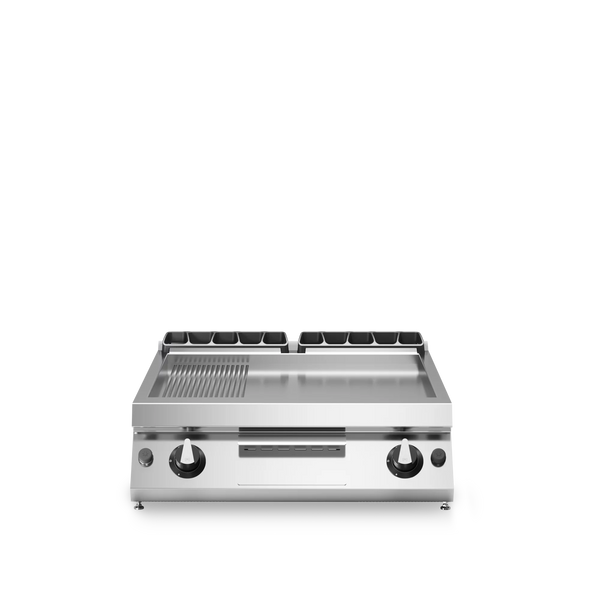 R70-80FTG-LR-T Gas fry top, 2/3 smooth 1/3 ribbed mild steel plate