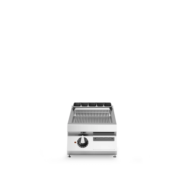 R90/40FTE/R/T Electric fry top, ribbed mild steel plate