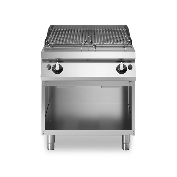 R70-80GRLG-A Lava stone grill, 2 stainless steel cooking zones