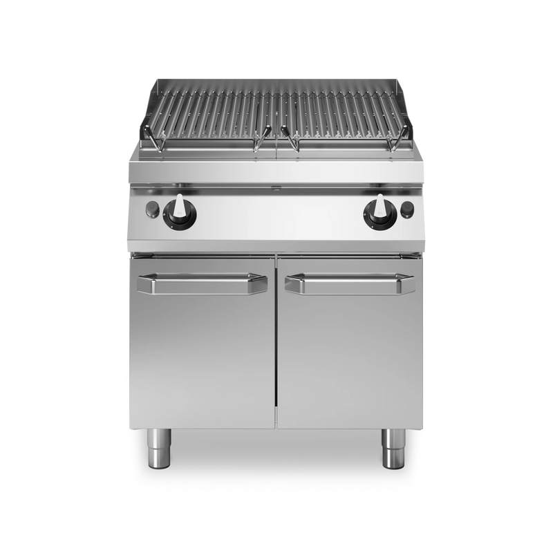 R70-80GRLI-P Lava stone grill, 2 stainless steel cooking zones