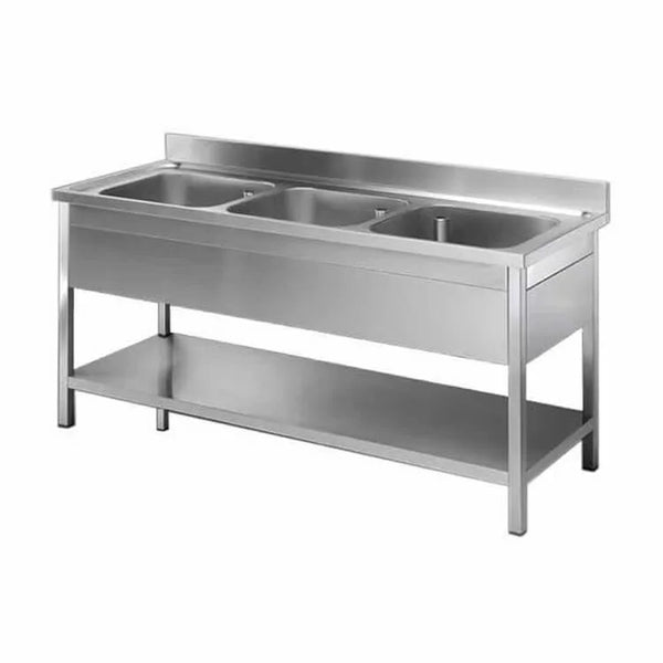 Three Bowl Sink Unit – Stainless Steel