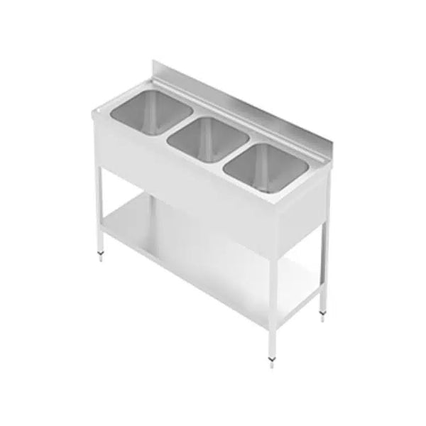 Triple Bowl Sink Unit With Under Shelf